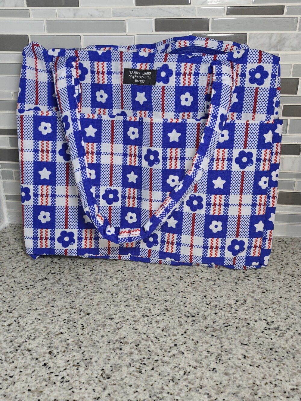 Baggu Cloud Carry-On (Market Plaid Blue)
